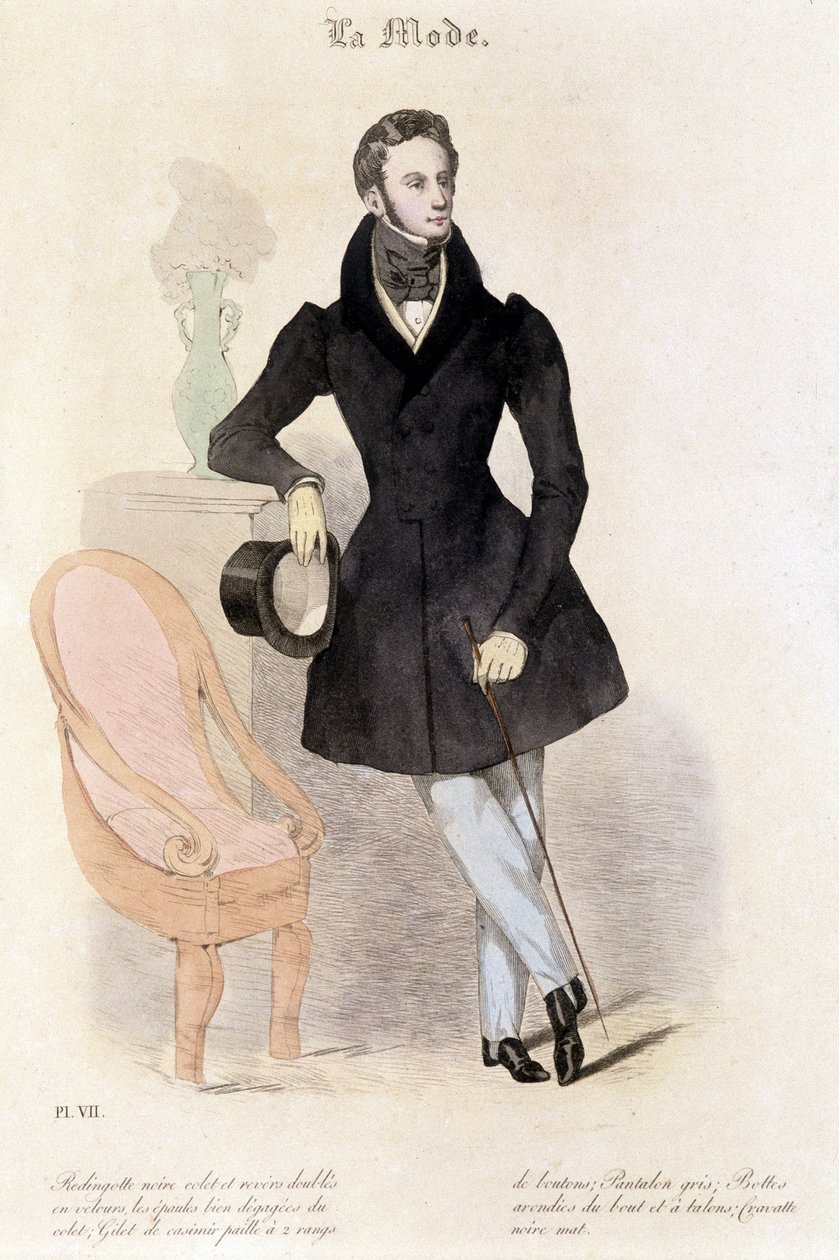 Muoti maskuliininen vuonna 1829 - elokuvassa "" Les Modes"" tekijältä French School