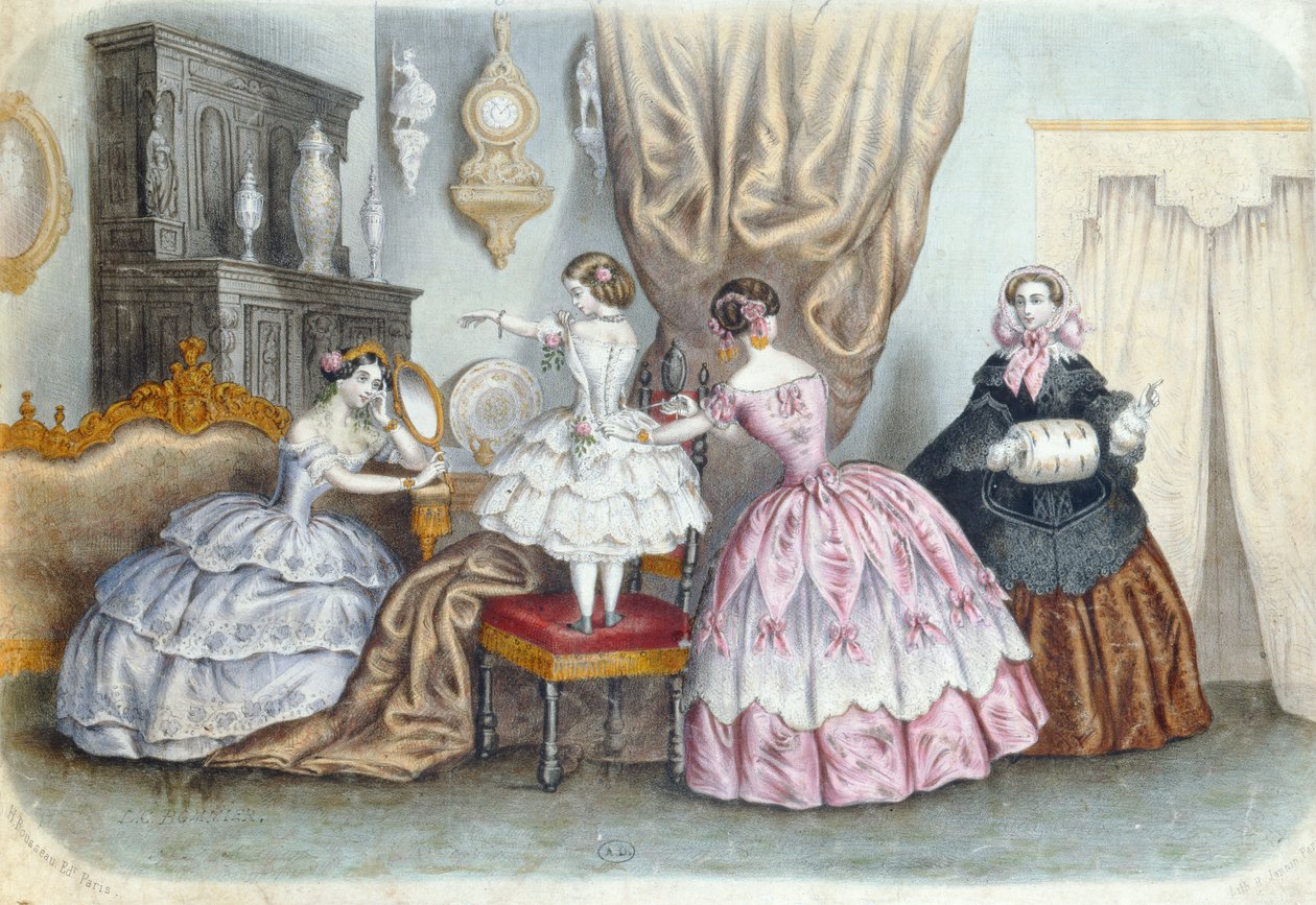 Muotilevy, la Mode Illustree;, n. 1860 tekijältä French School