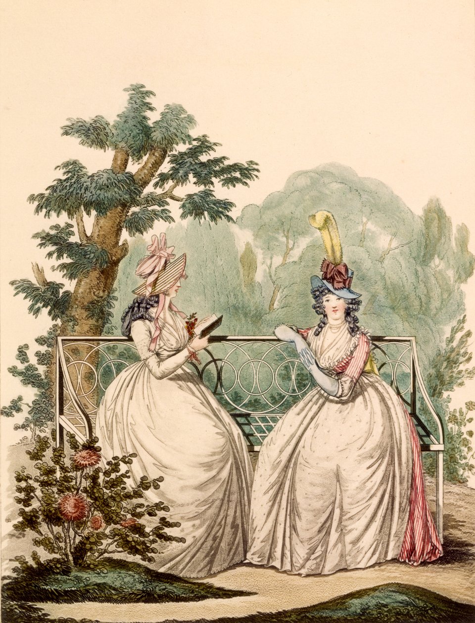 Naisten muotilautanen kesäpäivämekoissa - Modes Anglaises, 1794 tekijältä French School