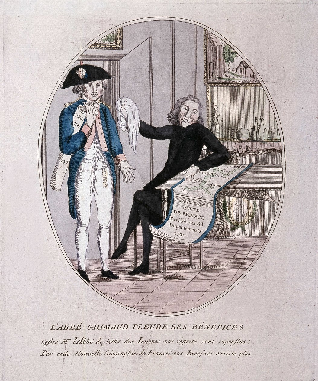 Isä Grimaud suree voittojaan, sarjakuva vallankumouksesta, 1700-luvun lopulla tekijältä French School