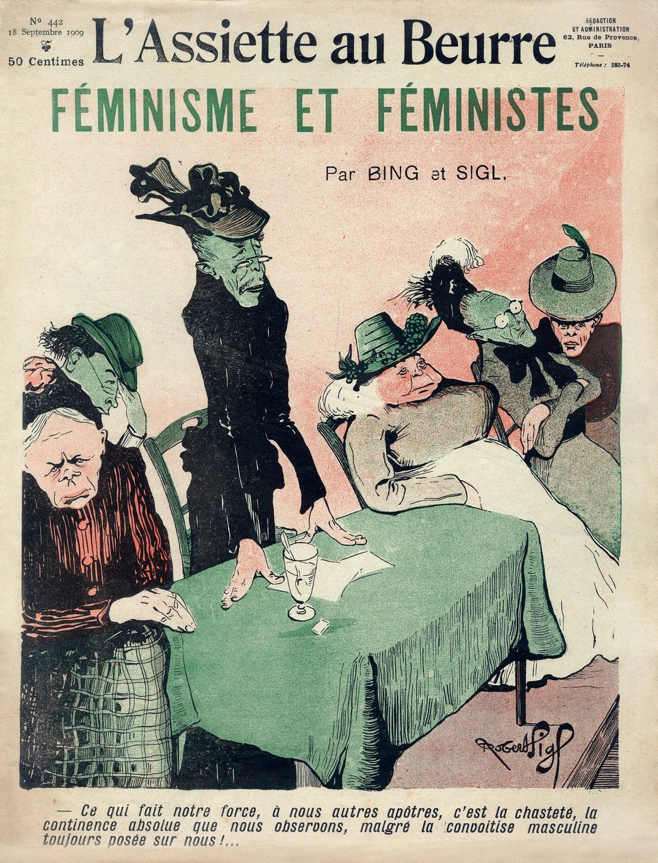 Feministinen sarjakuva, ranskalaisen satiirisen lehden "L