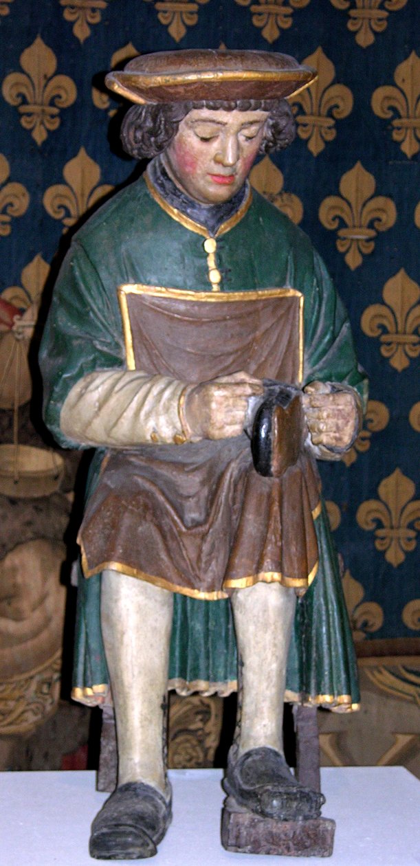 St. Crispinin figuuri (monivärinen puu) tekijältä French School