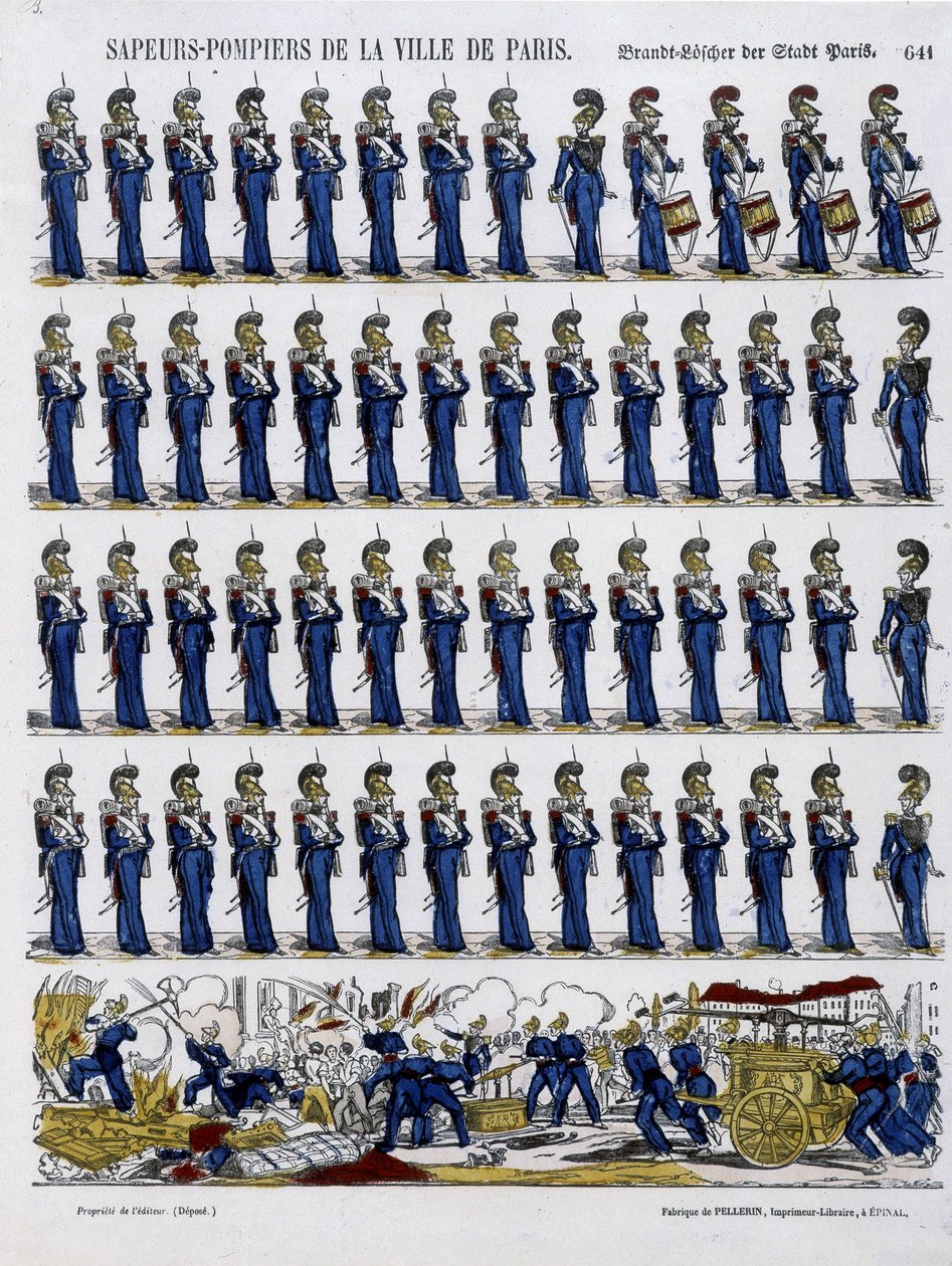 Pariisin kaupungin palomiehet - kuva Epinalista, noin 1852 tekijältä French School
