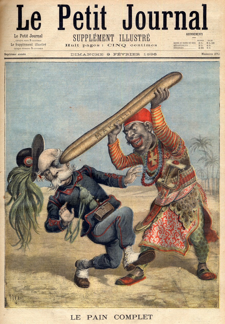 Ensimmäinen Italian ja Etiopian sota - Francesco Crispin (1818-1901) karikatyyri - "Le Petit Journal" -lehdessä 9.2.1896 (kaiverrus) tekijältä French School