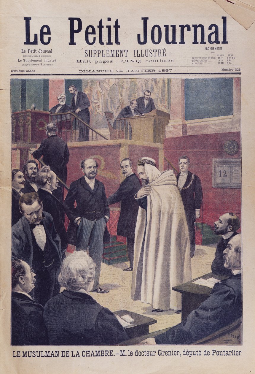 Ranskan edustajakokouksen ensimmäinen muslimien edustaja, tohtori Philippe Grenier, Le Petit Journalin kansikuva, 24. tammikuuta 1897 tekijältä French School