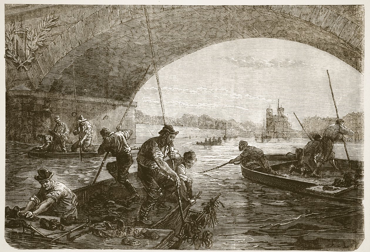 Asekalastusta Seine-joella, kuva Cassellsista Ranskan ja Saksan välisen sodan historia, 1870-1871 tekijältä French School