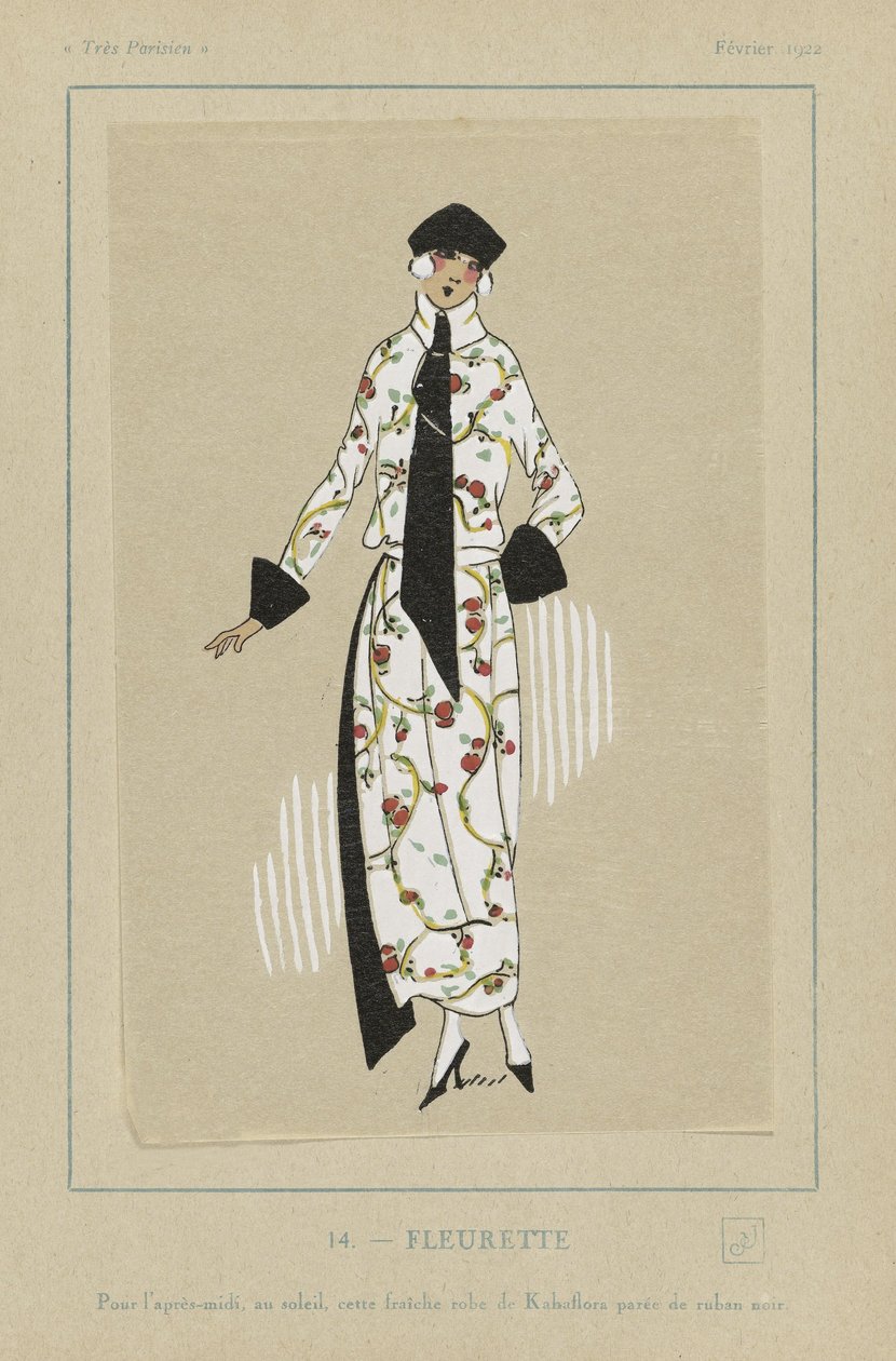 Fleurette, kirjasta Tres Parisiens, pub. 1922 (sabluunapainatus) tekijältä French School