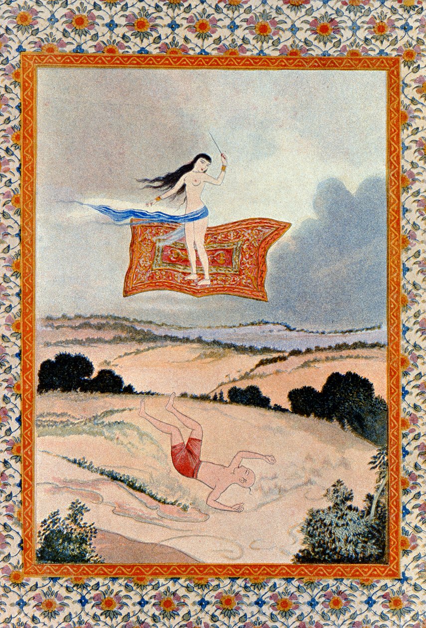 Fly, O Magic Carpet and Transport Me, kuva Arabian Nightsista. 1895 (värikaiverrus) tekijältä French School