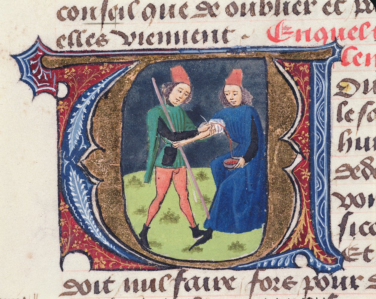 Fol.19r Bloodletting, Aldebrande de Florencen Traite de Medicine, 1356 tekijältä French School