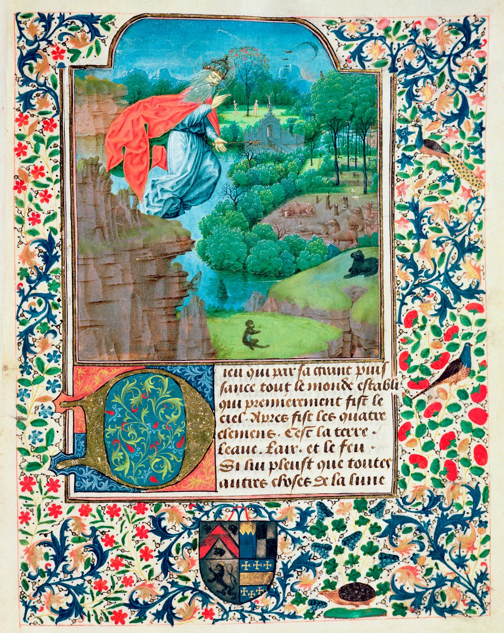 Fol.1 Maailman luominen, Aldebrande de Florencen Traite de Medicine, 1356 tekijältä French School