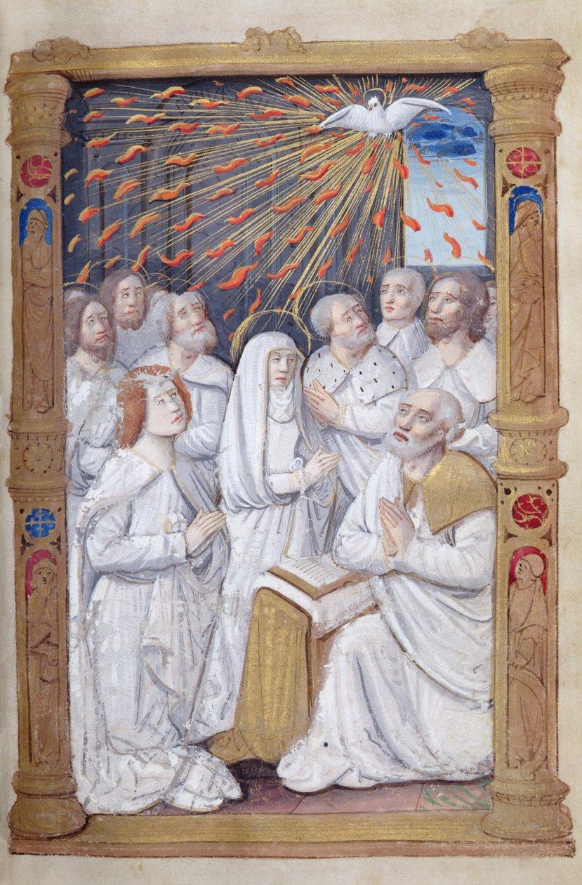 Fol.48 r Helluntai, julkaisusta Hours for the Use of Rome tekijältä French School