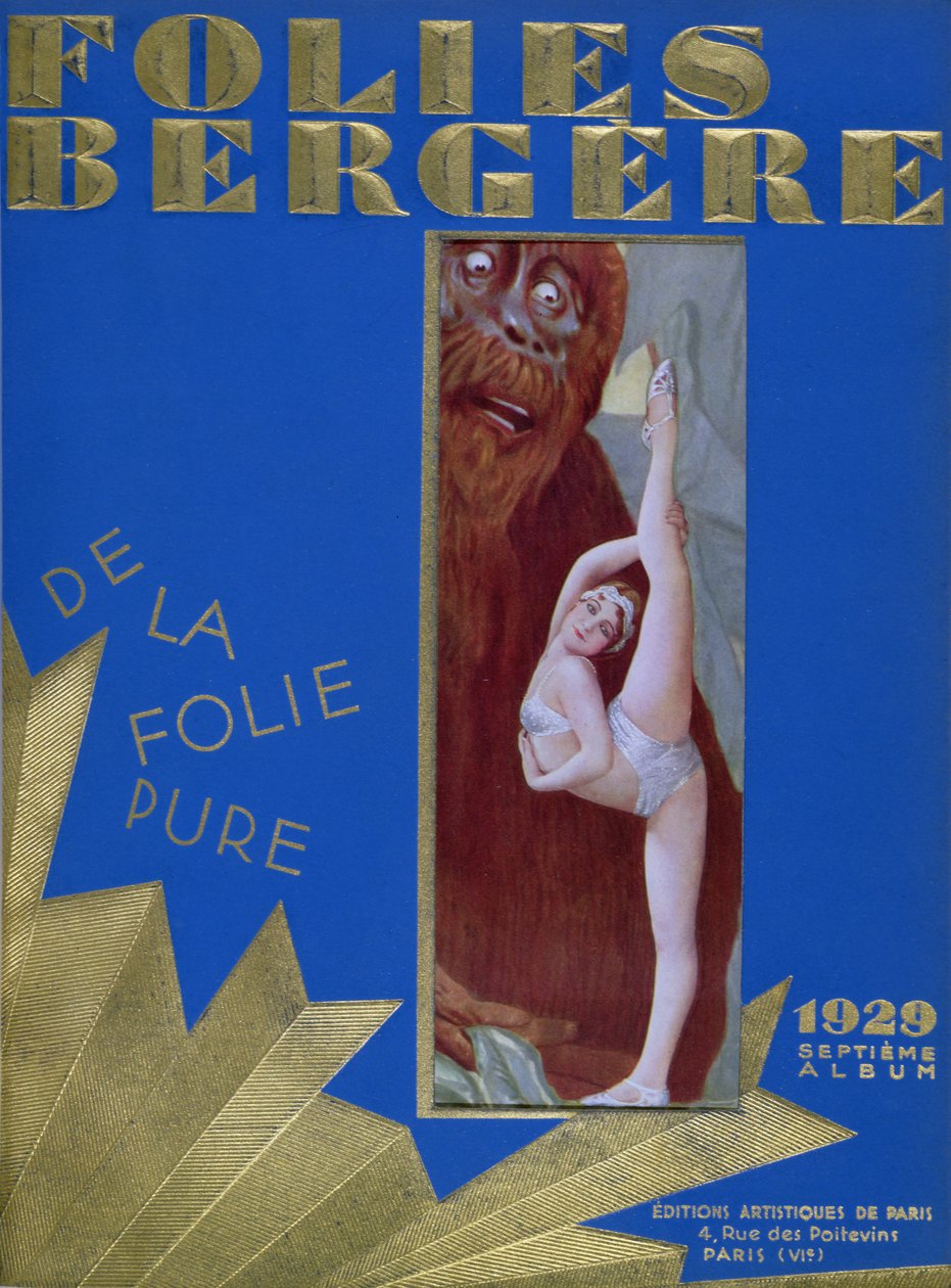 Folies Bergere -ohjelma revyylle De la Folie Pure, joka on saanut inspiraationsa King Kong -elokuvasta ja pääosassa Glenn Ellyn, 1929 tekijältä French School