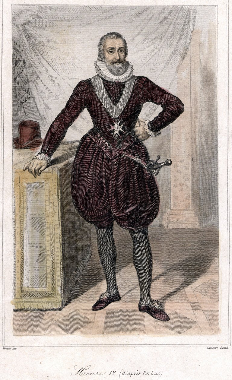 Henri IV:n (1553 - 1610) jalkamuotokuva miekalla. tekijältä French School