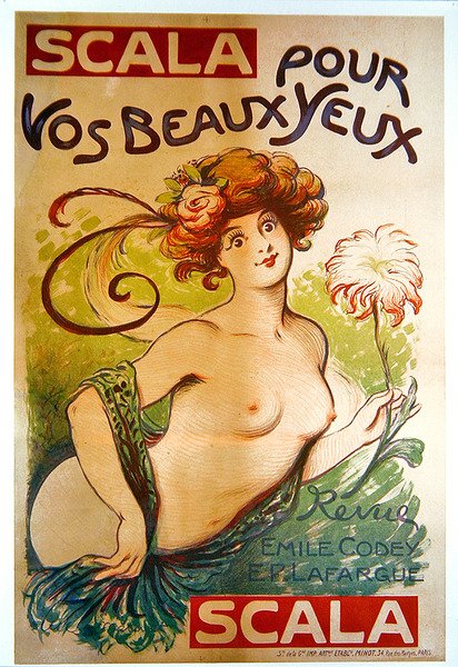 "Kauneille silmillesi" - Revue de la Scala -juliste (värinen lito) tekijältä French School