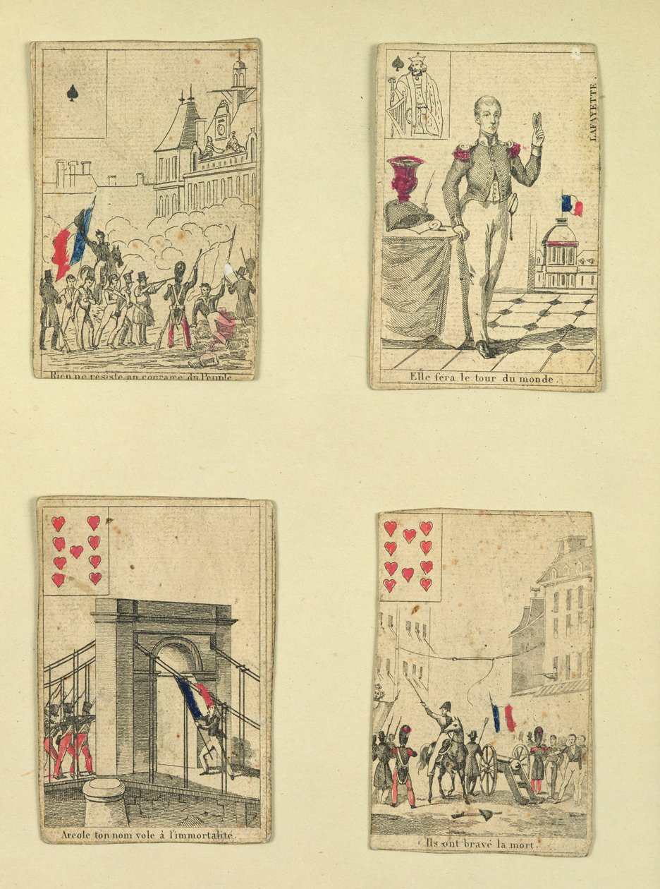 Neljä pelikorttia heinäkuun 1830, 1831 sankareiden muistoksi tekijältä French School