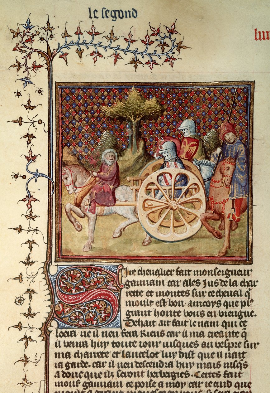 Fr.119 fol.312v Lancelot, kärryjen ritari, 1344 tekijältä French School