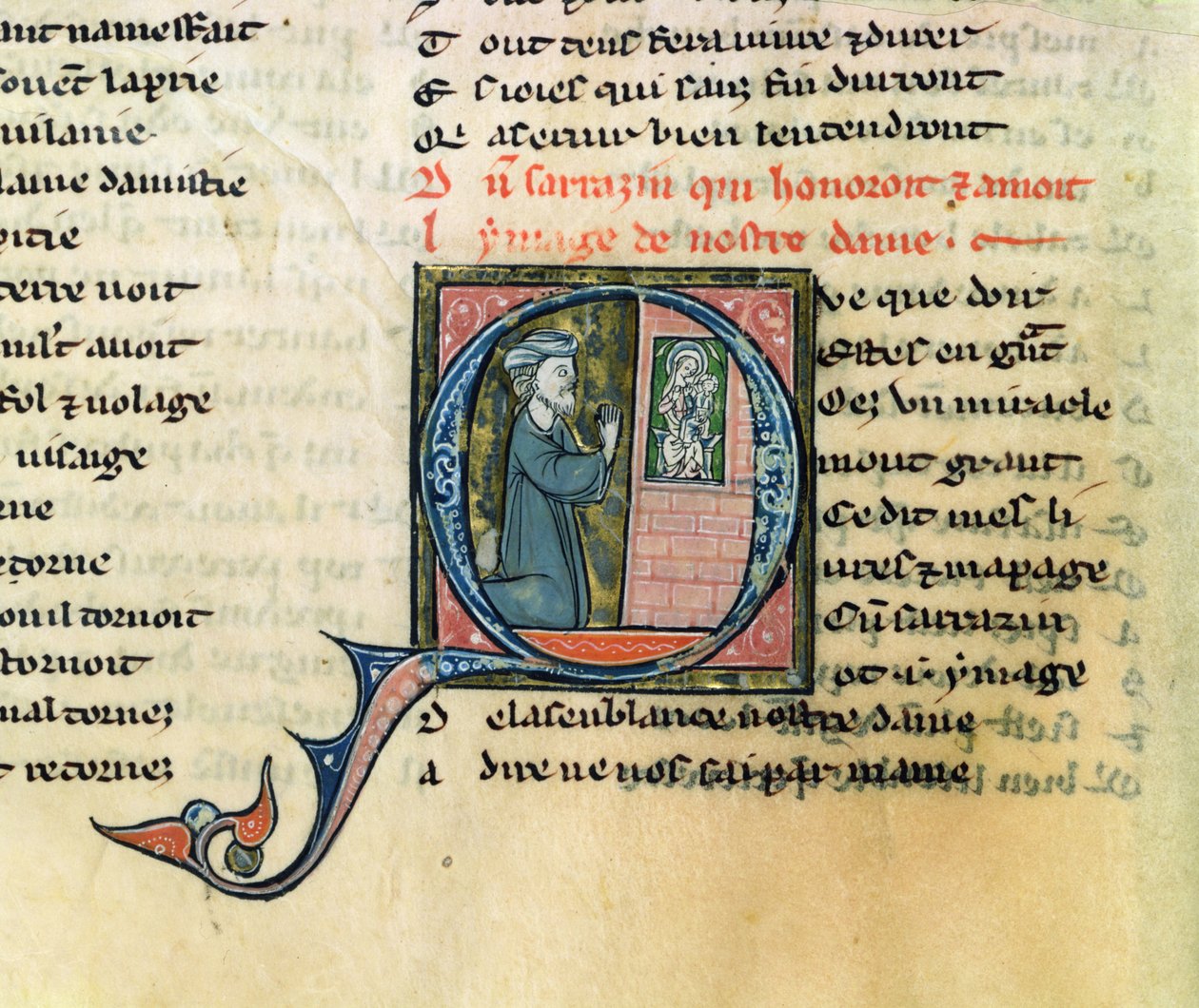 Fr.1533 f.100v Saraseen muutettu Neitsyt-kuvalla La Vie Nostre Damesta tekijältä French School