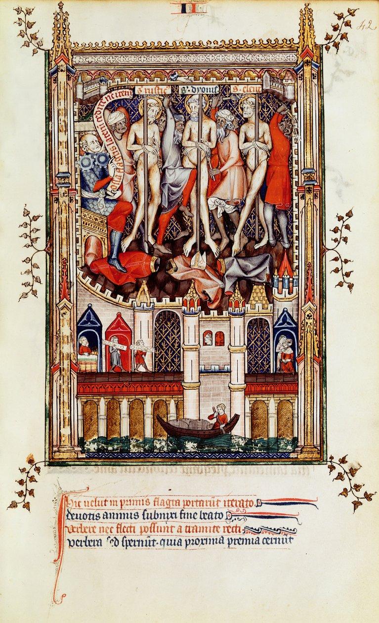 Fr 2092 f.42 St. Denisin ja hänen seuralaistensa kolmas liputus, Vie de St. Denisistä, 1317 tekijältä French School