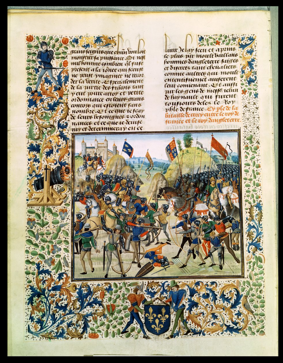 Fr 2643 f.165v Crecyn taistelu satavuotisesta sodasta, Froissarts Chroniclesta, 24. elokuuta 1346 tekijältä French School