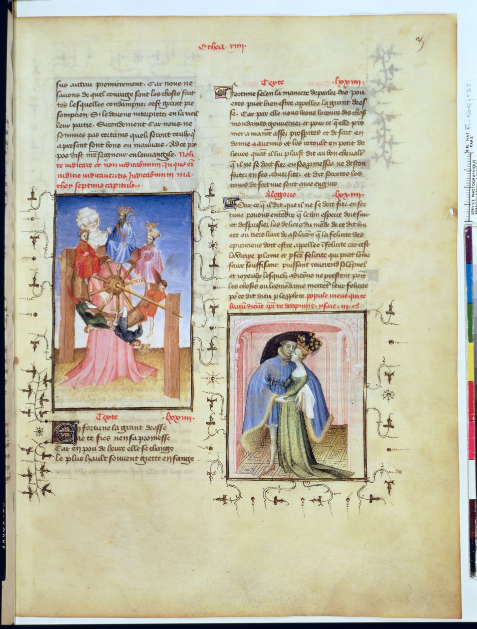 Fr 606 f.35 Onnenpyörä ja maailmallisten nautintojen petos, LEpitre dOtheasta, Epitre Master, osti Jean de Berry n. 1405 tekijältä French School