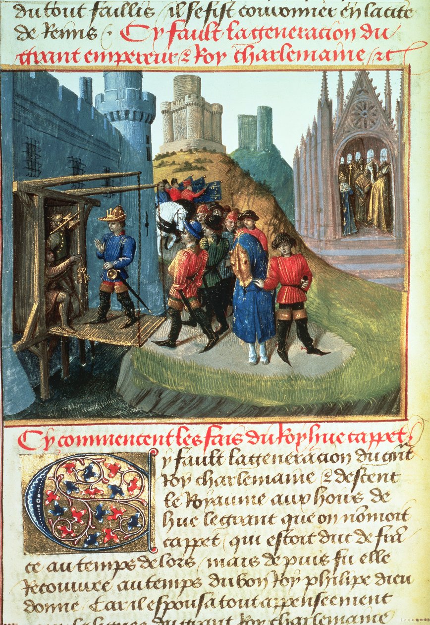 Fr 6465 f.165v Hugues Capet, Ranskan herttua ja piispa Asselin tekijältä French School