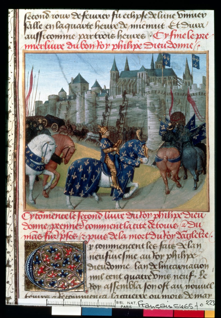 Fr 6465 f.223 Ranskan kuninkaan Philippe Augusten (1165-1223) matkat vuonna 1202 tekijältä French School