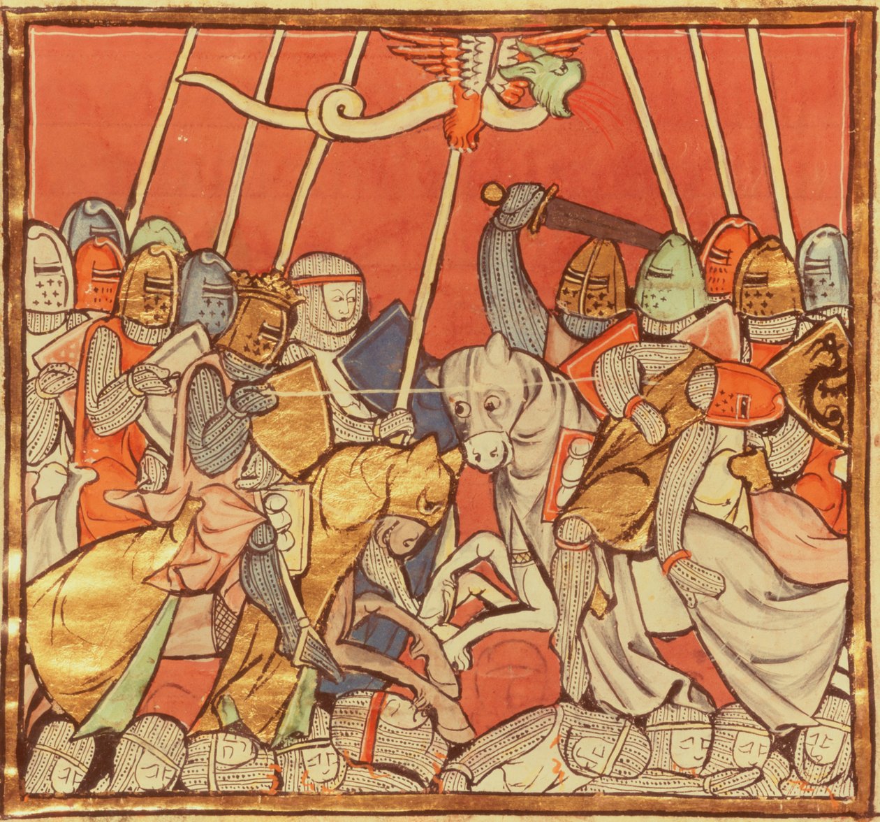 Fr 95 fol.173v Bedigranin taistelu, Merlinin tarinasta, n. 1280-1290 tekijältä French School