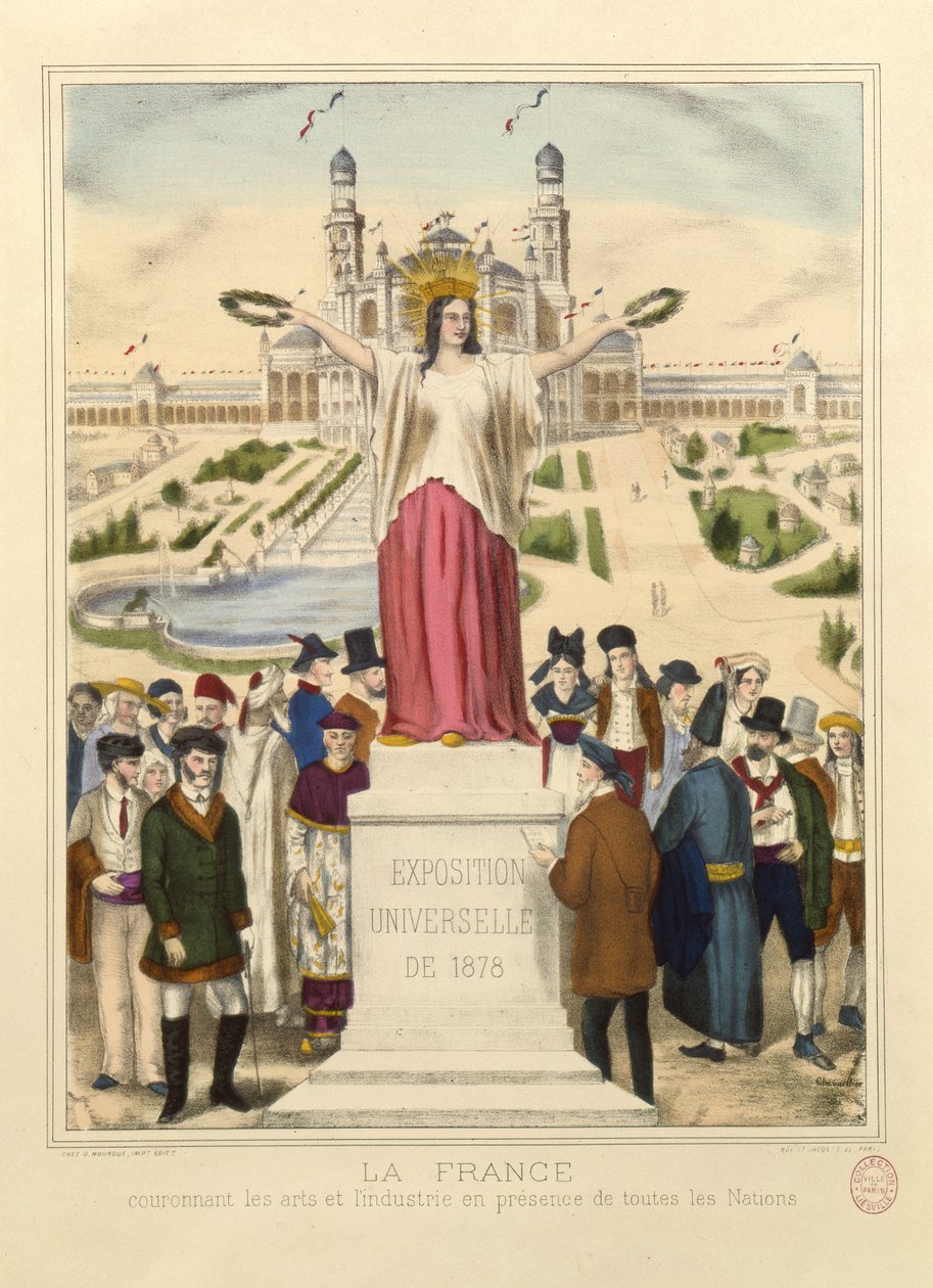 Ranska kruunaa taiteen ja teollisuuden laakeriseppeleillä Exposition Universelle 1878 -näyttelyssä Pariisissa tekijältä French School