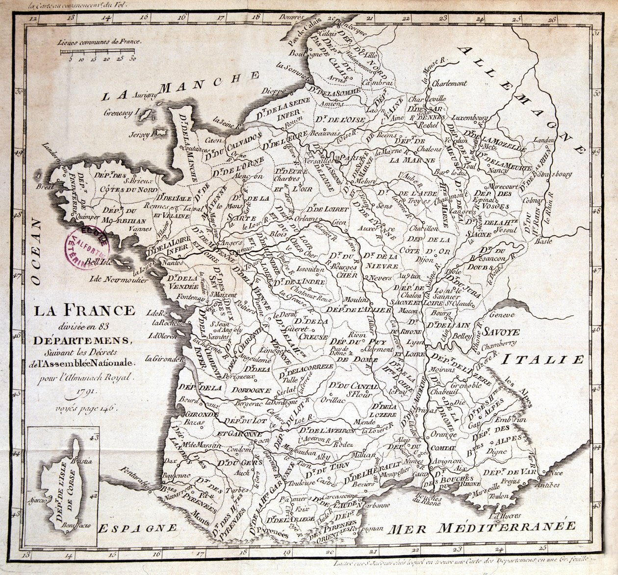Ranska jakautui 83 departementtiin vuoden 1791 kansalliskokouksen säädösten mukaisesti tekijältä French School