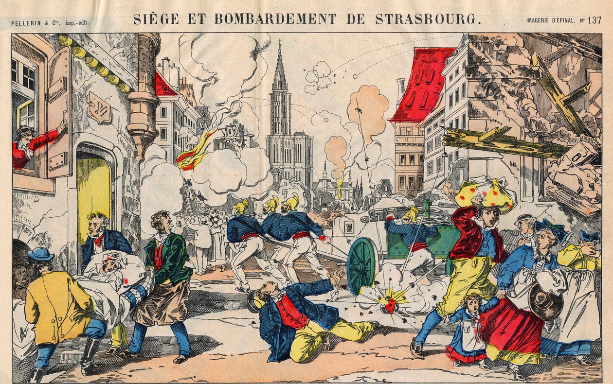 Ranskan Preussin sota (1870-1871), 23. elokuuta 1871, Strasbourgia pommitettiin ja sen oli määrä antautua 28. syyskuuta. Epinaalinen kuvantaminen tekijältä French School