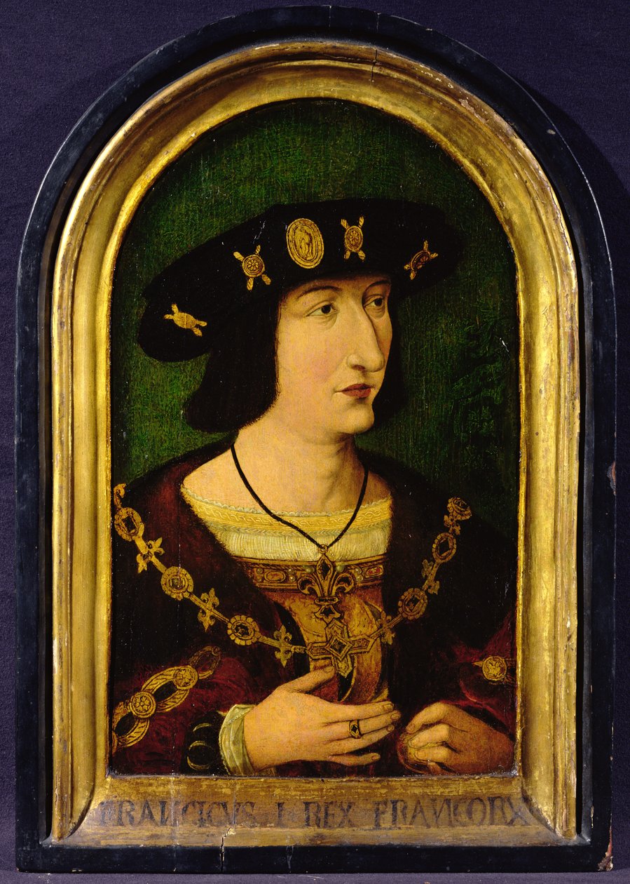 Francois I (1494-1547) Ranskan kuningas (1515-47) n. 1520 (öljy levylle) tekijältä French School