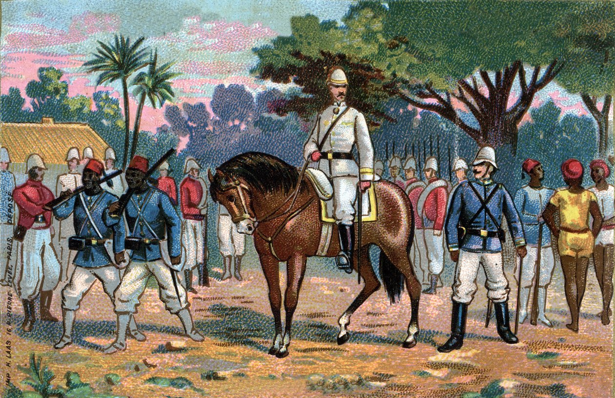Ranskan retkikunta Dahomeyyn: Ranskalainen kenraali Alfred Amedee Dodds (1842-1922) Beniniin (Dahomey) vuonna 1892. tekijältä French School