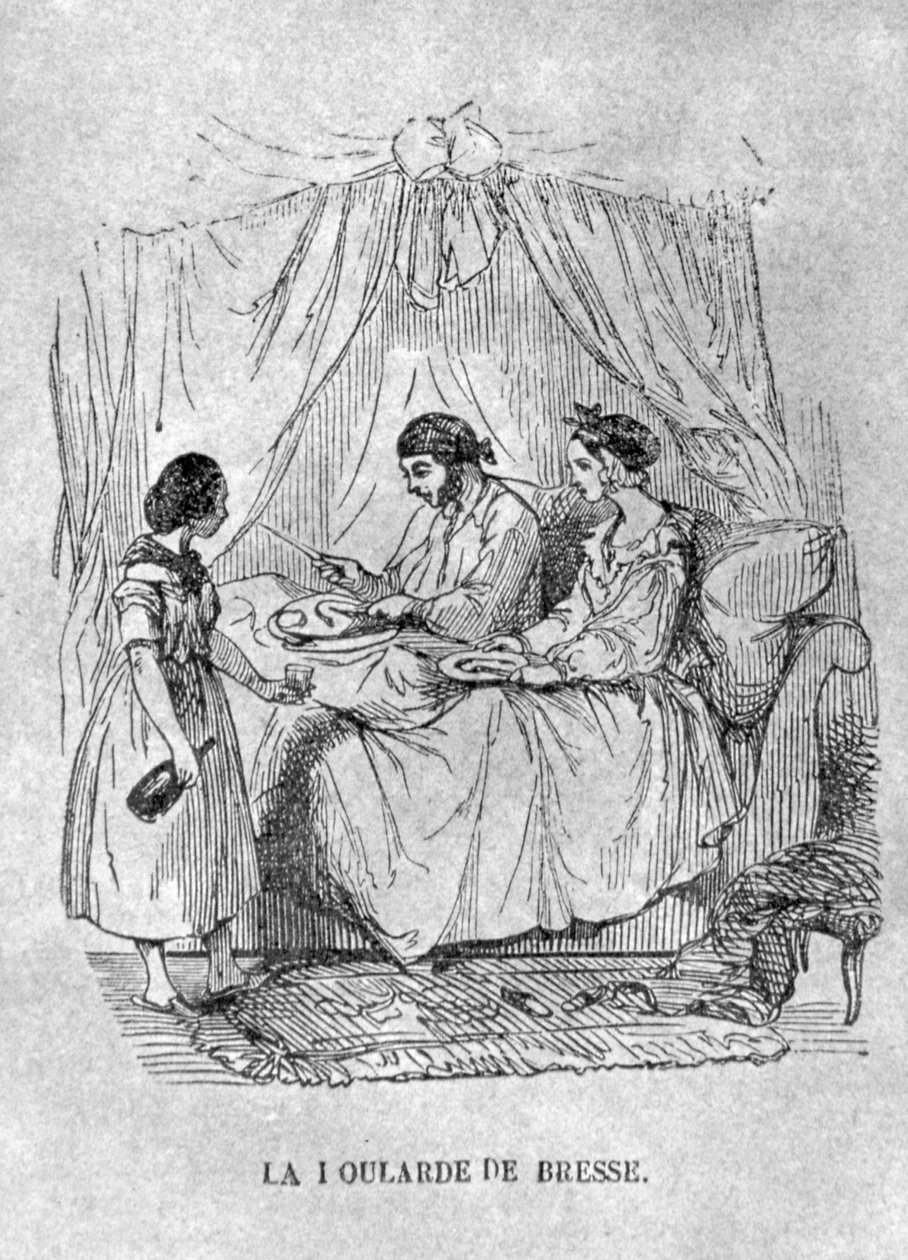 Ranskalainen kuva kihtiä sairastavasta henkilöstä. 1848 (kaiverrus) tekijältä French School