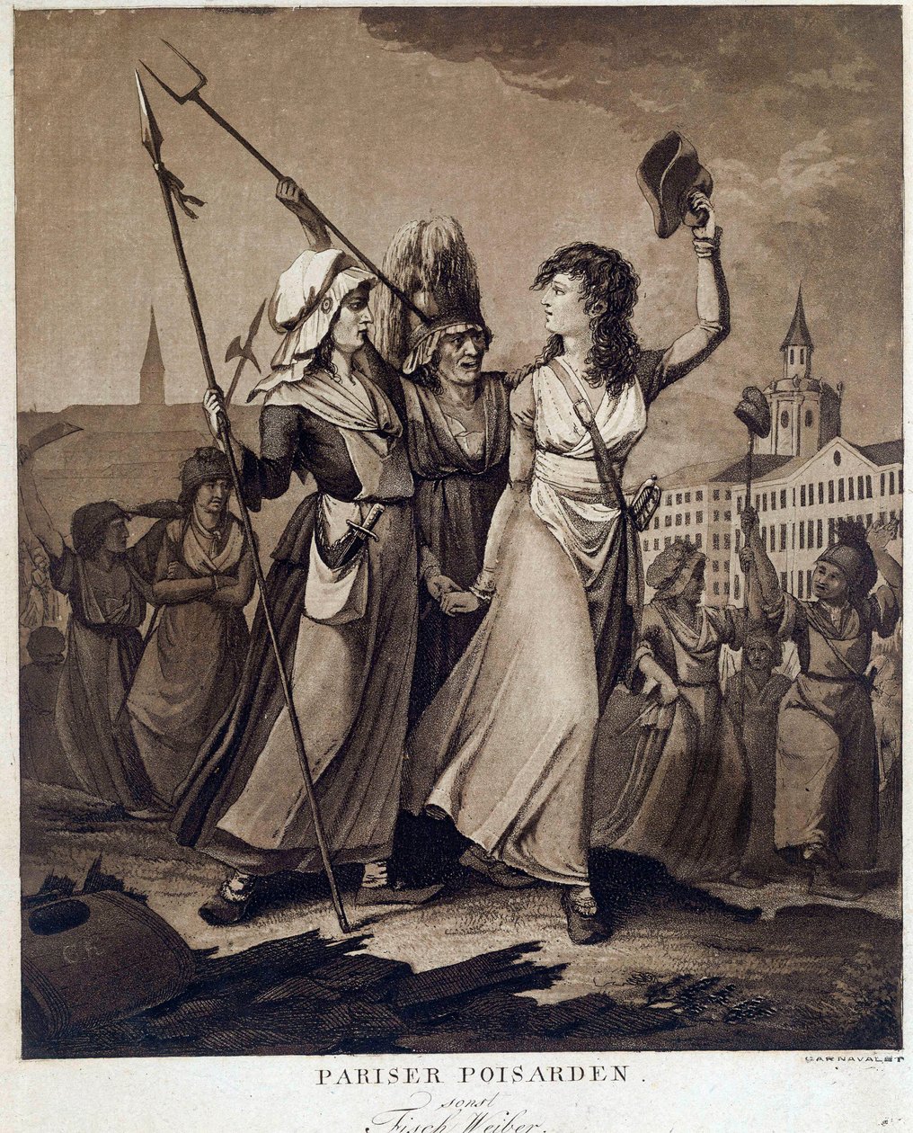 Ranskan vallankumous: "" Parisian poissardes"" Print noin 1789 Pariisi, Musee Carnavalet tekijältä French School