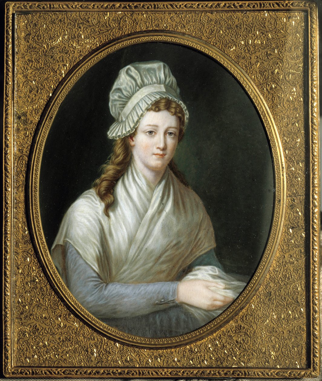 Ranskan vallankumous: Charlotte Cordayn (1768 - 1793) muotokuva. Anonyymi ranskalainen maalaus tekijältä French School