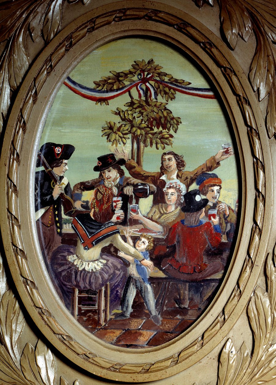 Ranskan vallankumous: "" Republikaanien ateria Cafe Le Procopessa Pariisissa"" Anonyymi maalaus. 1700-luvun Pariisi, Le Procope tekijältä French School
