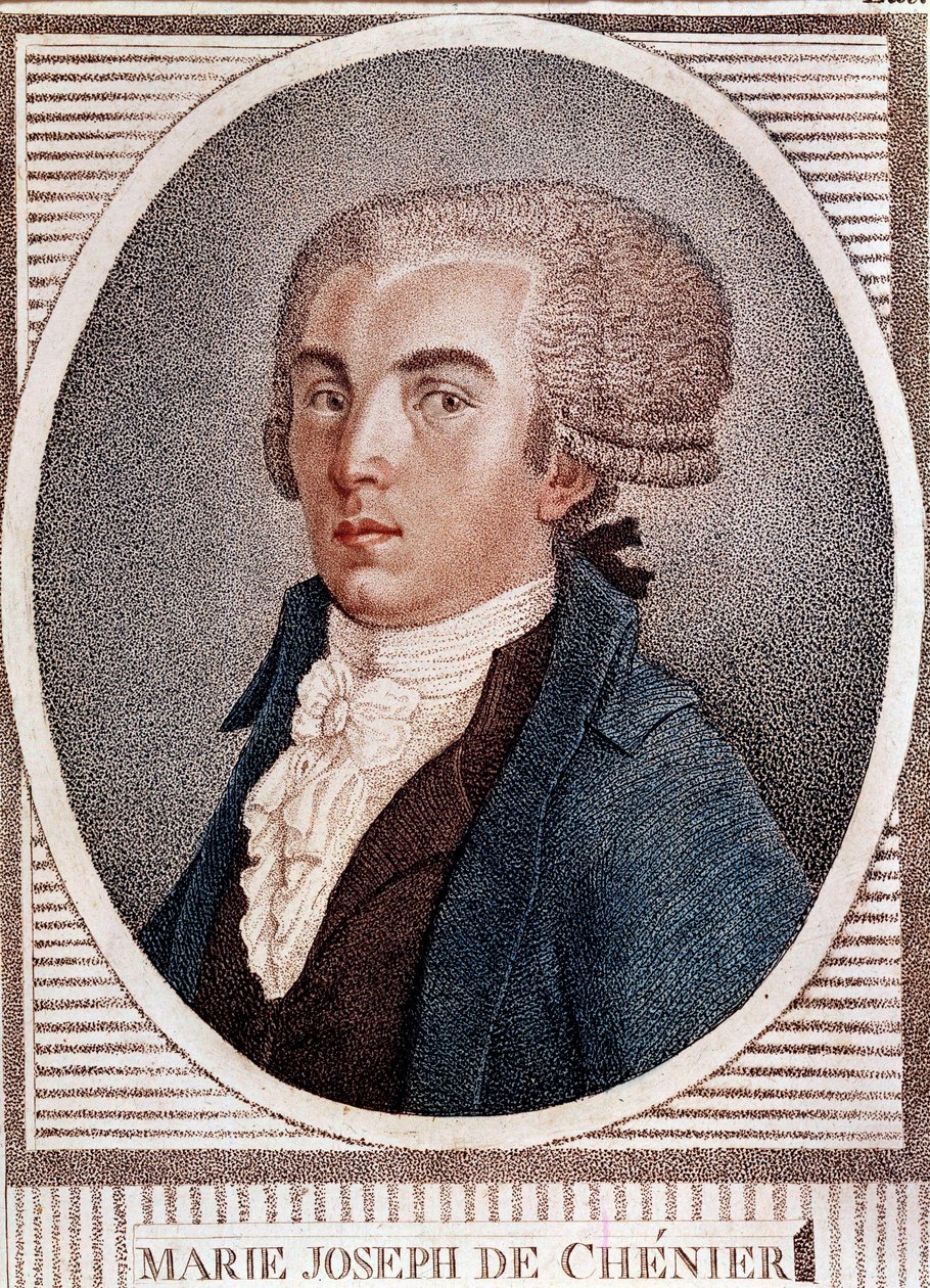 Ranskan vallankumous: diplomaatti, runoilija ja historioitsija Marie Joseph Chenierin (1764-1811) muotokuva, 1800-luvun "Chant du depart" -kaiverruksen tekijä. tekijältä French School