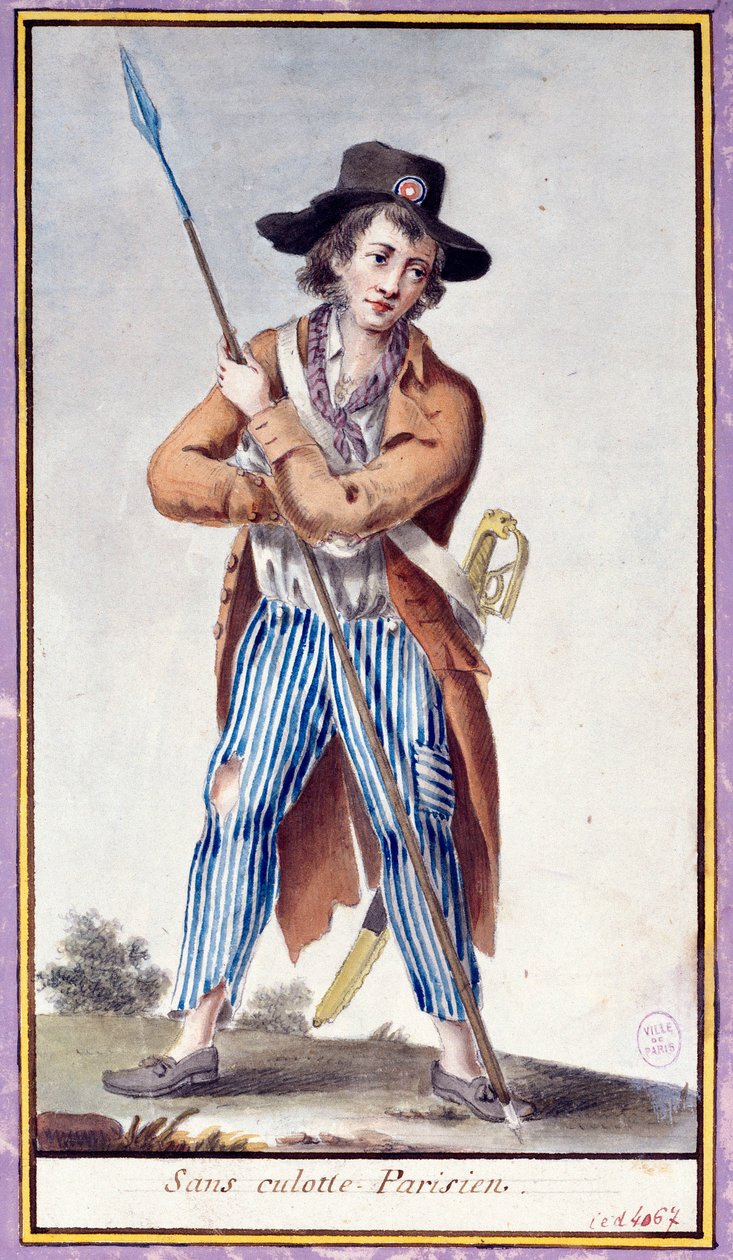 Ranskan vallankumous: pariisilaisilla ilman pikkuhousuja on pata. Nimetön vedos noin 1789. Paris, Musee Carnavalet tekijältä French School