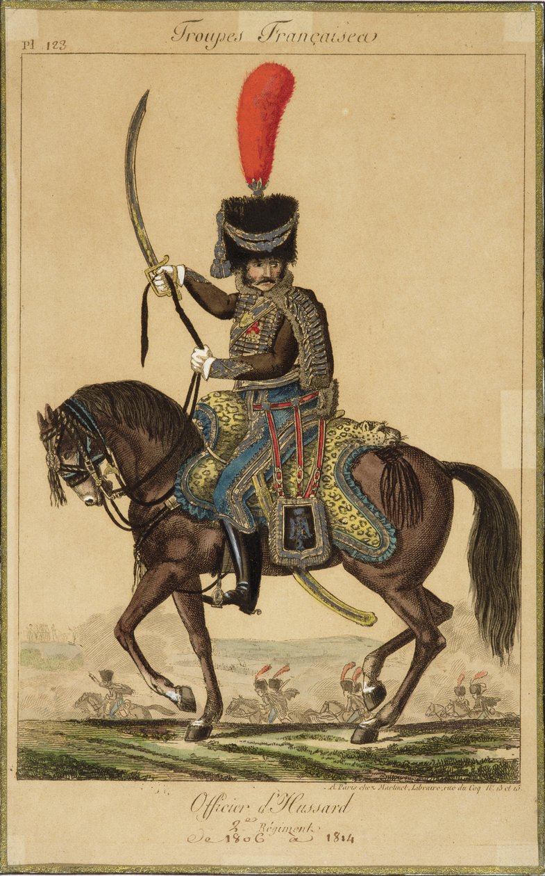 Ranskan joukot: Husaarien upseeri, 1806-1814, julkaisija Martinet Libraire, Paris tekijältä French School