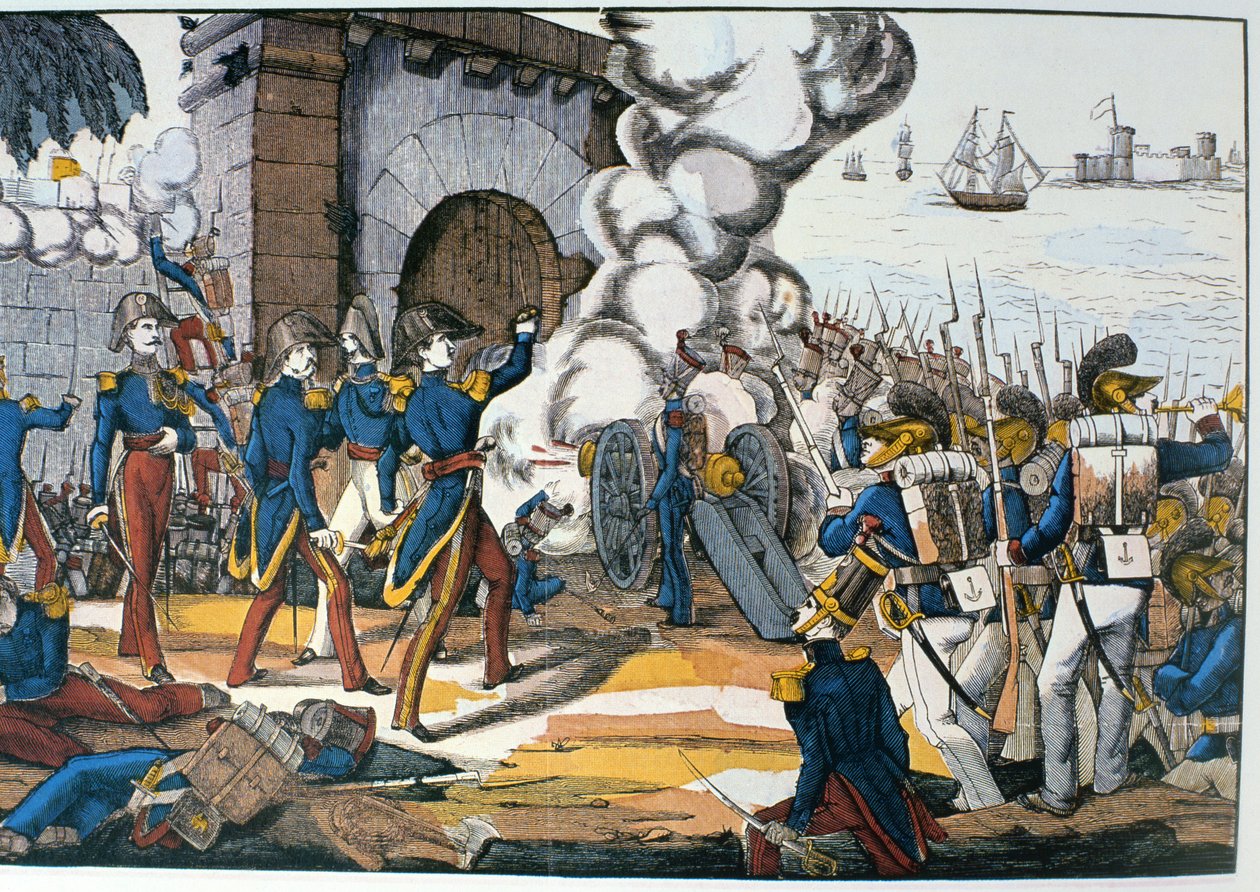 Ranskan hyökkäys meksikolaiseen San Juan de Uluan linnoitukseen vuoden 1838 leivonnaisten sodan aikana tekijältä French School