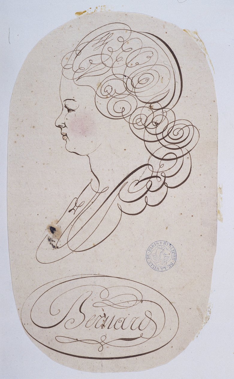 Ranskalainen kalligrafia: Nuoren henkilön muotokuva, jonka Bernard de Paris teloitti noin 1780. tekijältä French School