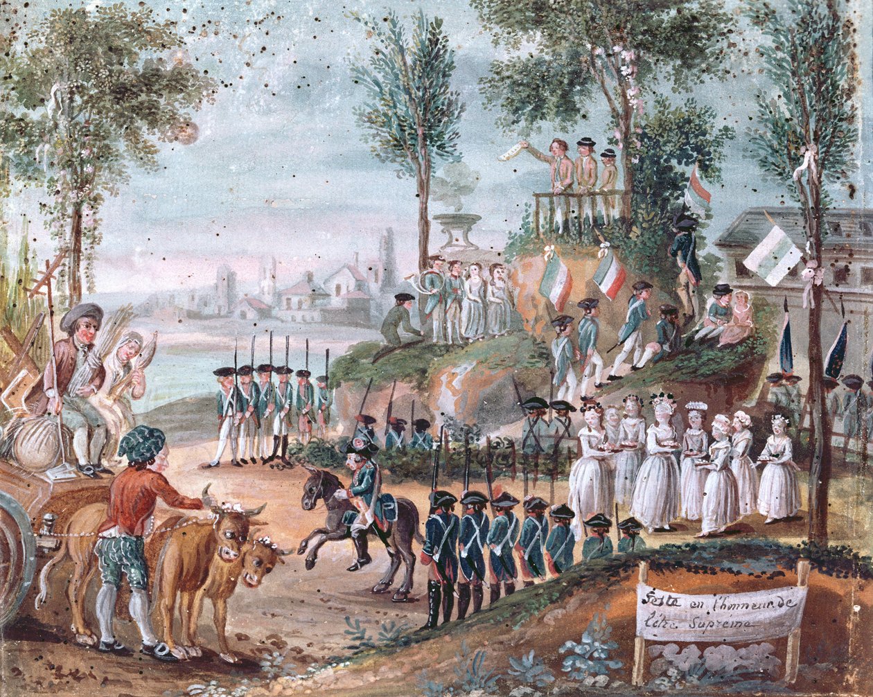 Ranskan maakunnallinen Korkeimman Olennon festivaali, 1794 (wc paperilla) tekijältä French School