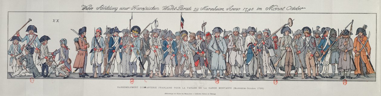 Ranskalaiset sotilaat Saksassa, 1795 (värikaiverrus) tekijältä French School