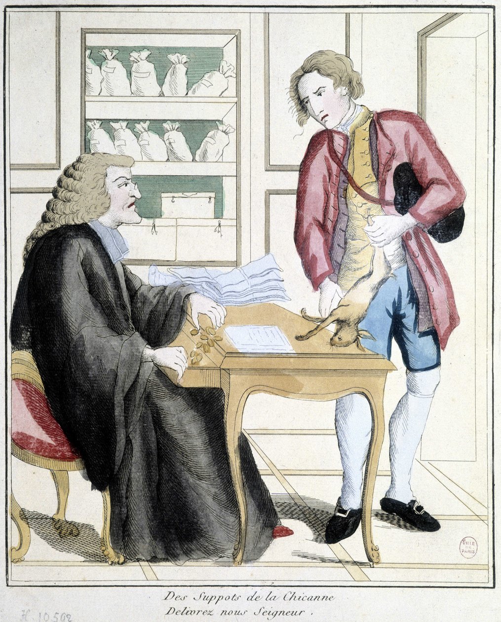 Vapauta meidät Chicanan lähteistä, Herra: Karikatyyri metsästysverosta, 1700-luvun loppu tekijältä French School