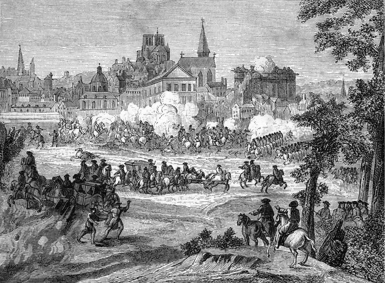 Fronde: Faubourg St Antoinen taistelu tapahtui 2. heinäkuuta 1652 Pariisissa tekijältä French School