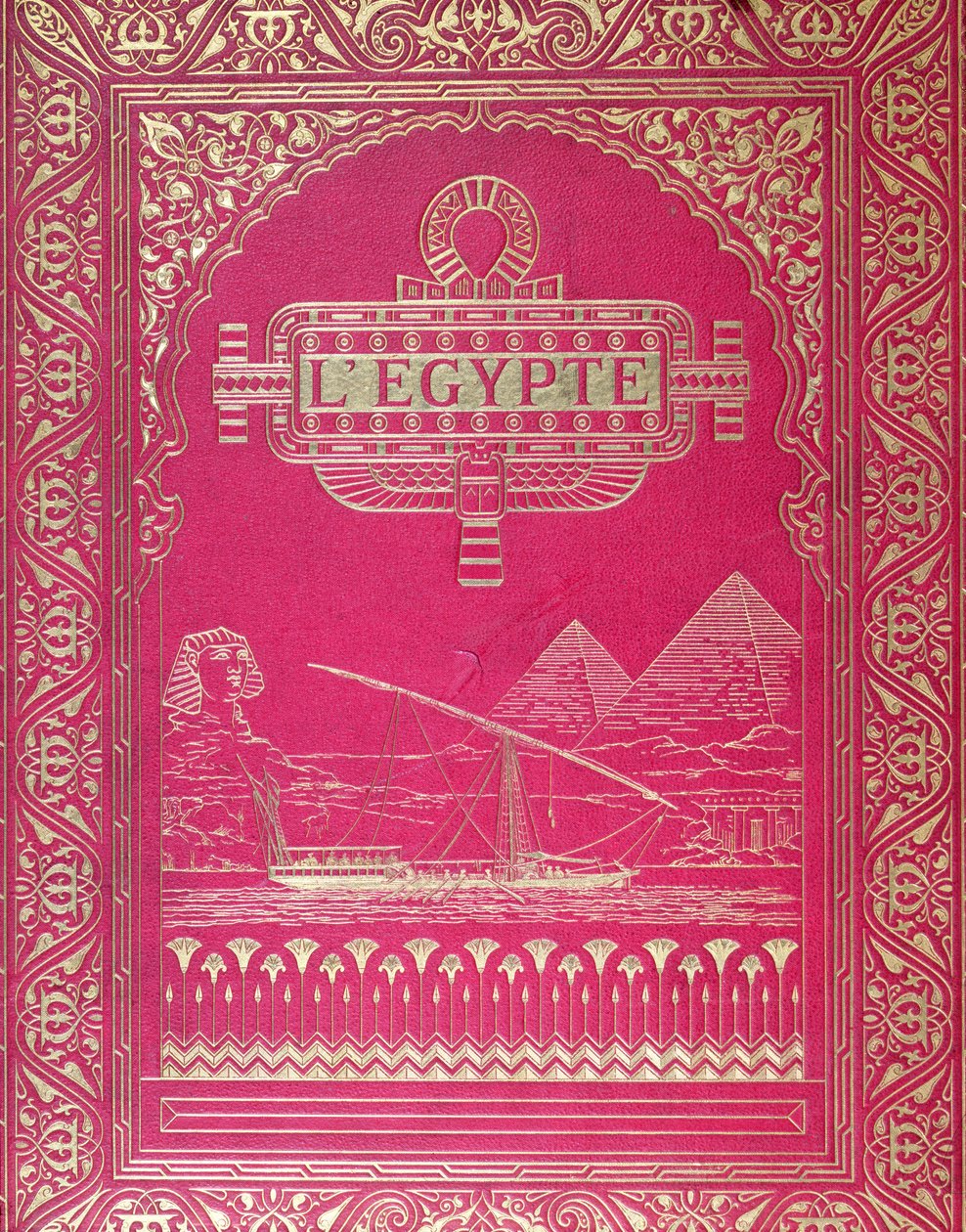G. Ebersin LEgypten etukansi, julkaistu Pariisissa, 1880 (punainen nahka ja kulta) tekijältä French School