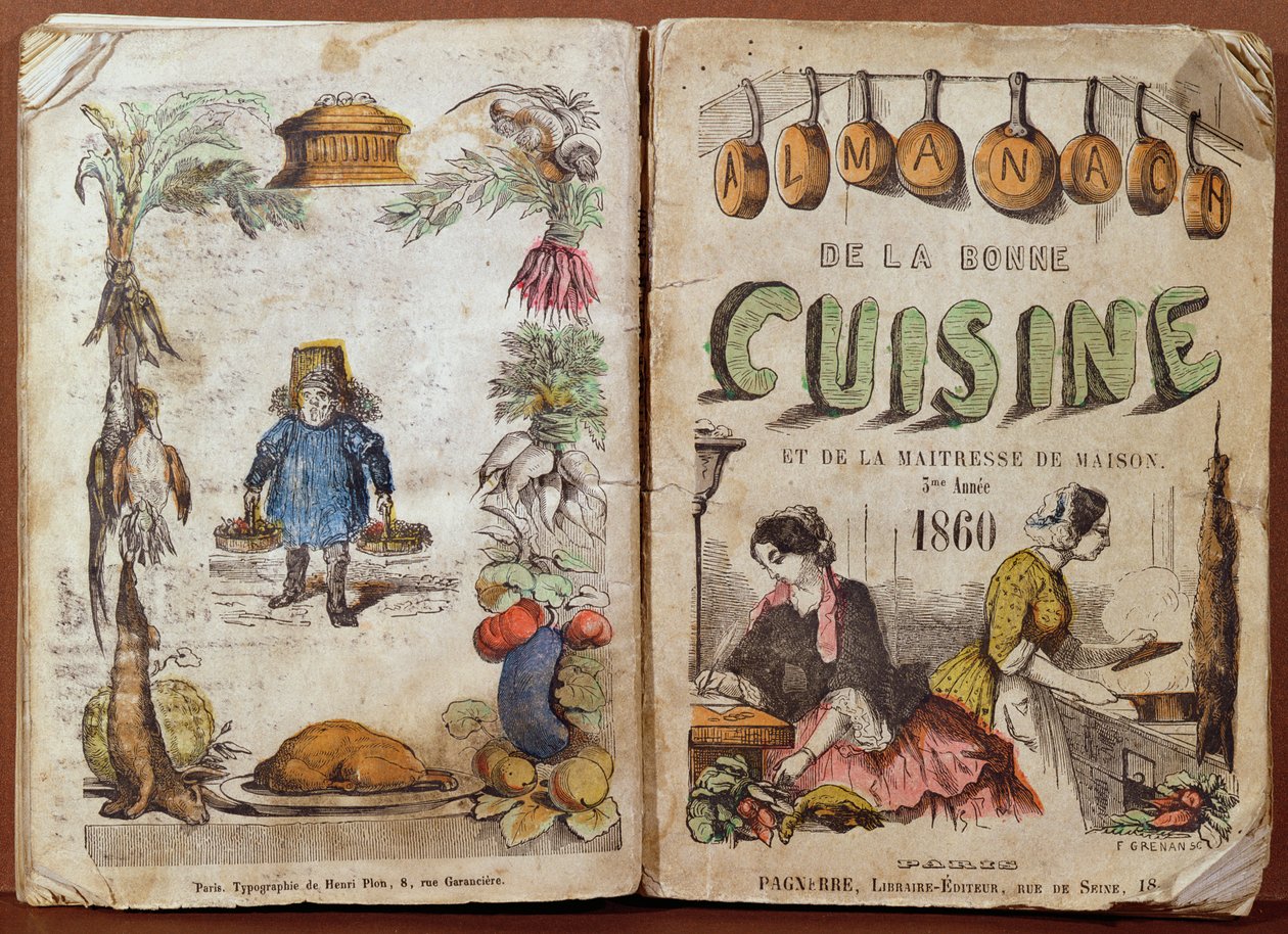 Almanach de la Bonne Cuisine et de la Mistress de Maisonin etukansi, 1860 tekijältä French School