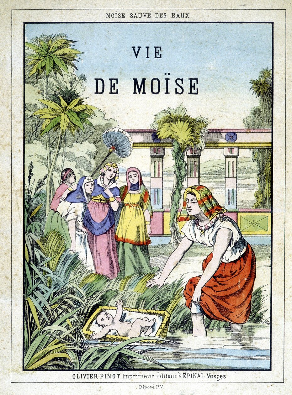 Kirjan "" Mooseksen elämä" - etuosa, toim. Olivier Pinot, Epinal, 1800-luvun loppu tekijältä French School