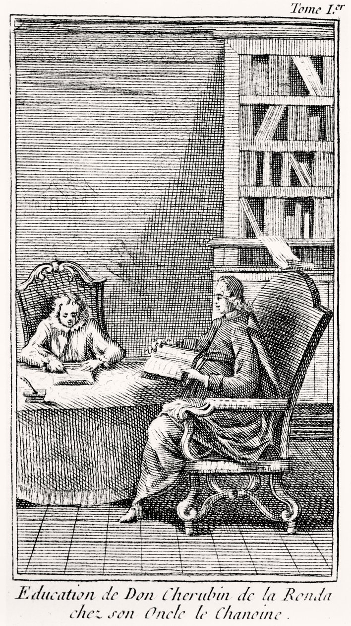 Etukappale teokseen "The Bachelier Of Salamanca", n. 1759 (kaiverrus) tekijältä French School