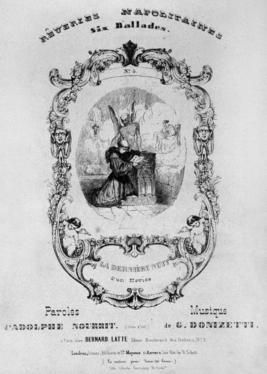 Etukappale Reveries Napolitainesin nuotiolle, Gaetano Donizettin kuusi balladia Adolph Nourritin sanoilla, 1838 tekijältä French School